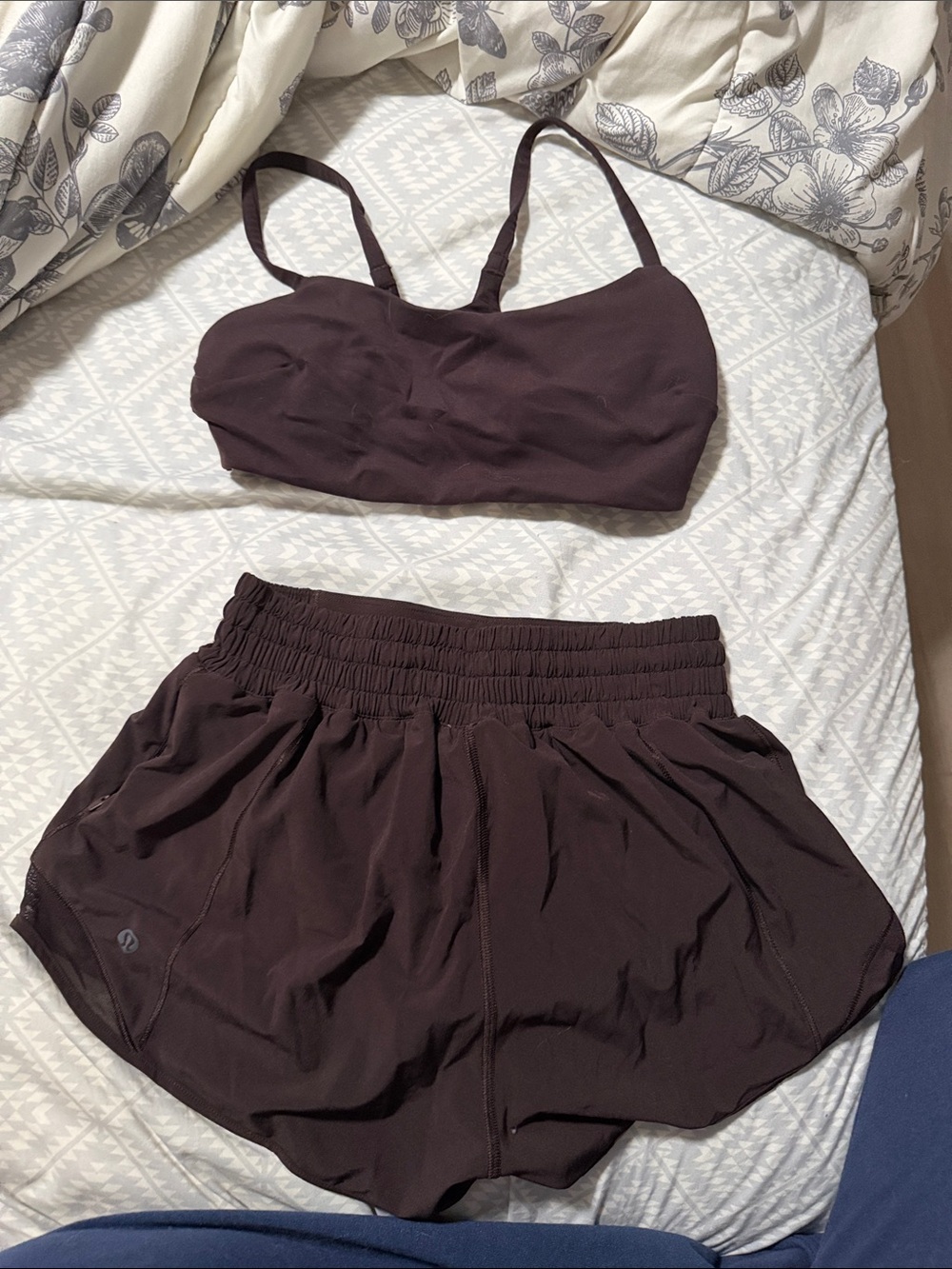 lululemon athletica Plum Supportive Bralette and Running Shorts Set